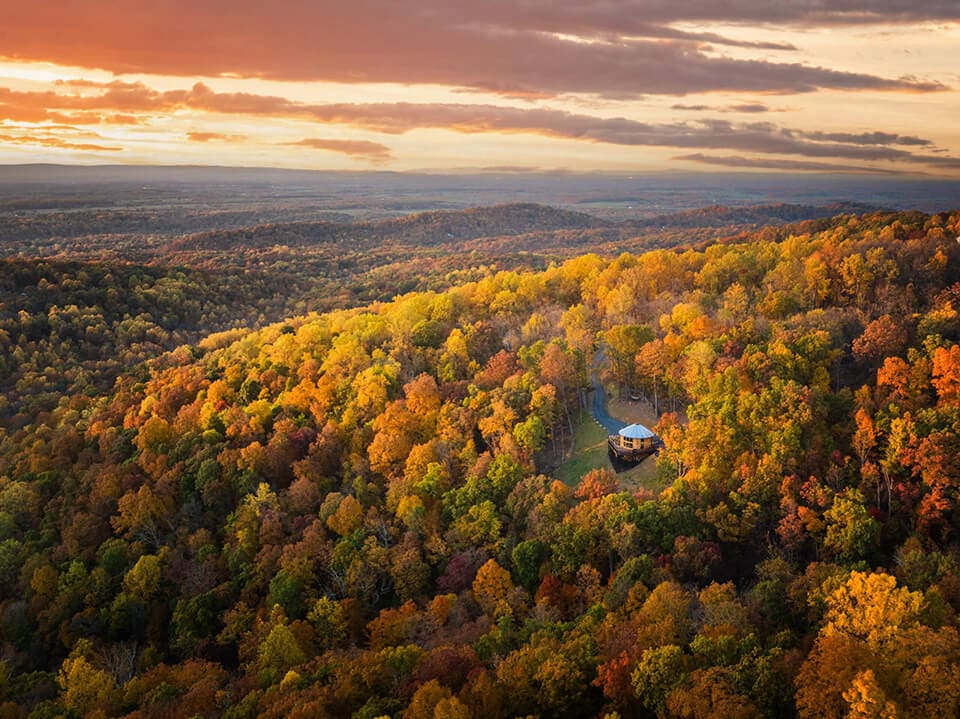 Modern yurt with deck in the Blue Ridge region